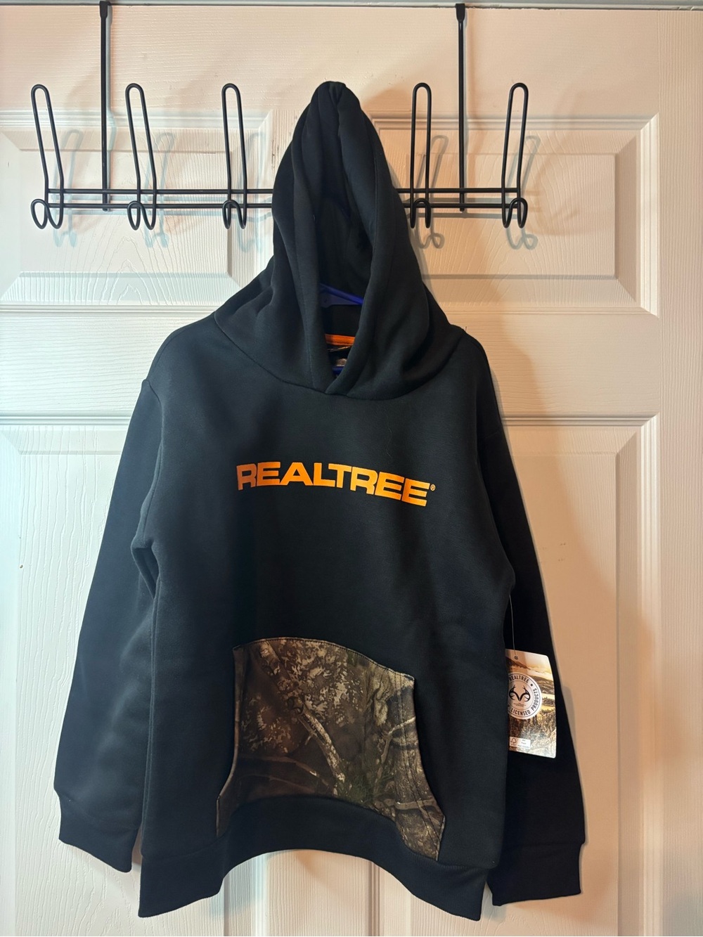 Kids Realtree Black and Camo Hoodie Size 7/8